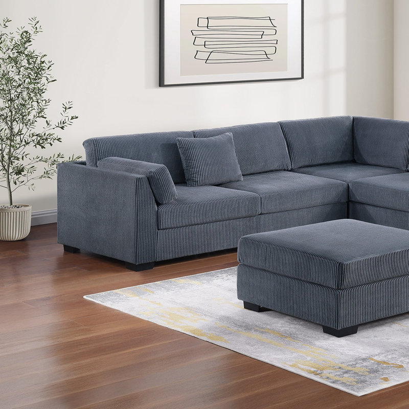 Ensemble modulaire 4 pièces avec repose-pieds Abital, Gris