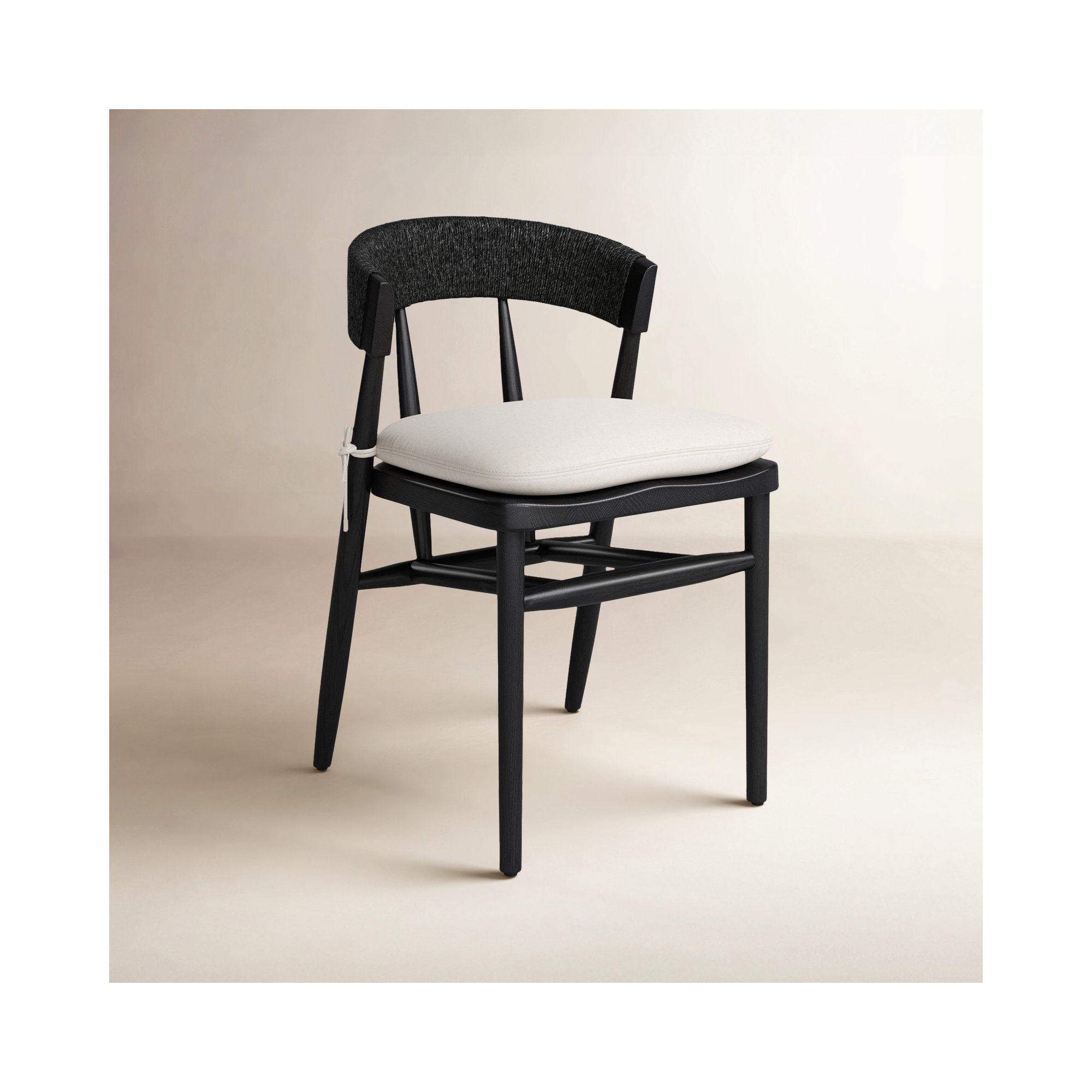 Siofra Dining Chair With Cushion, Black Ash