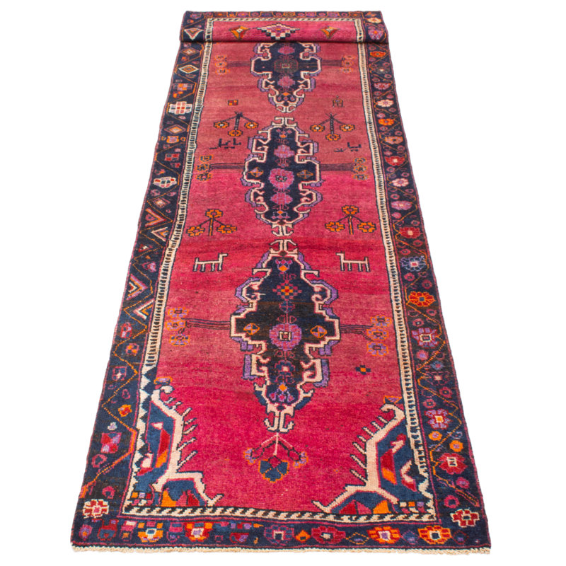Tapis rose fait à la main One Of Kind Melis 3 pi 10 po x 13 pi 5 po