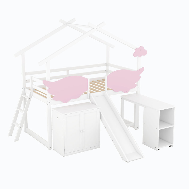 Lit pour enfant Shameka, Rose / blanc