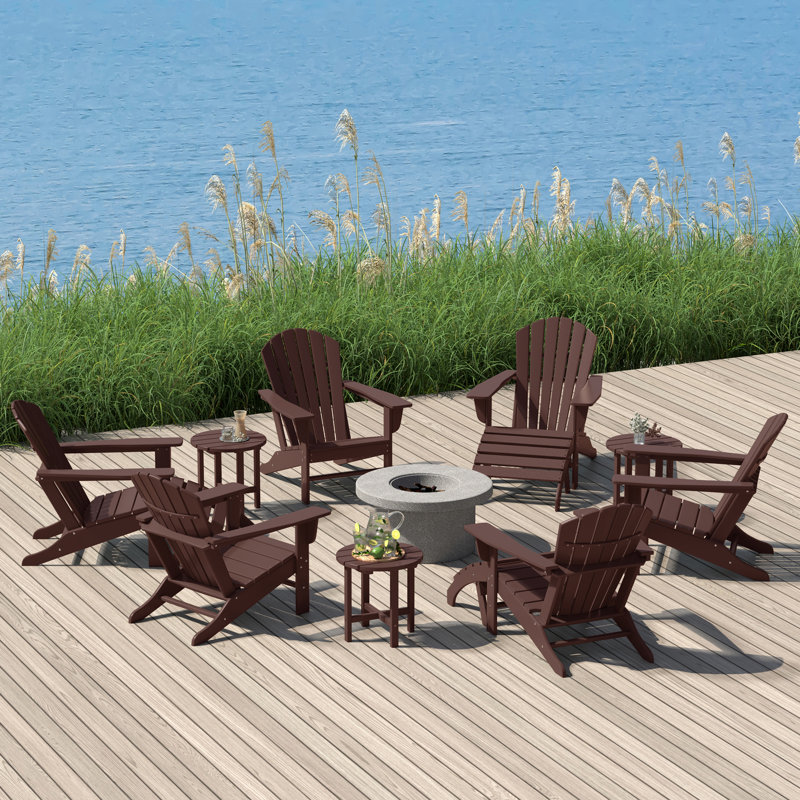 Altura Foldable Outdoor Adirondack Set, Dark Brown