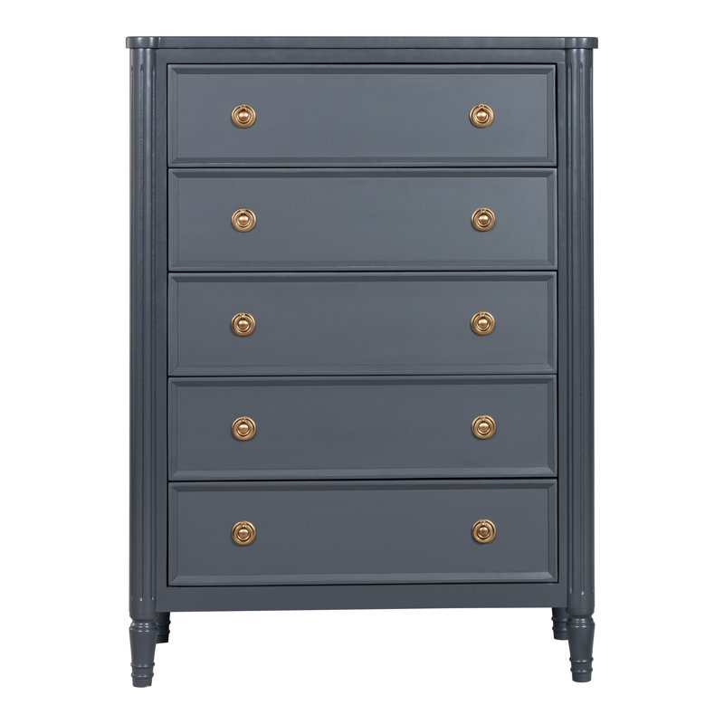 Commode 5 tiroirs Vinesha, Bleu