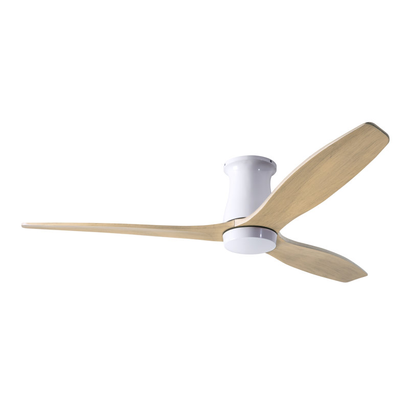 Arbor Flush Mount Ceiling Fan, Wall/Remote Combo Controls, Maple, Gloss White
