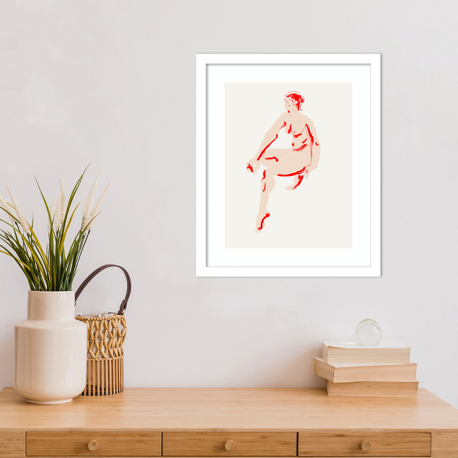 Naked Woman by Francesco Gulina Wood Framed Wall Art Print, White, 17" H x 14" W