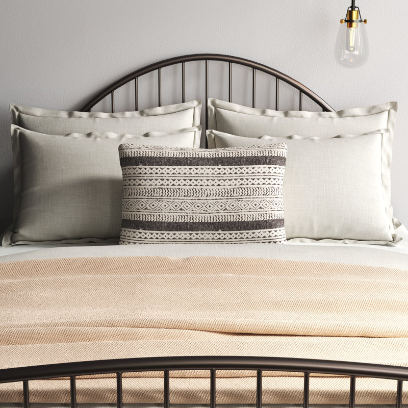 Zetta Geometric Cotton Throw Pillow, Beige/Black, Polyester/Polyfill, 22" x 22"