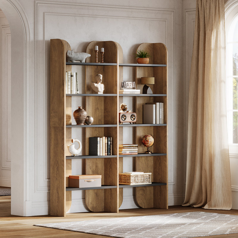 70.87-Inch Tall Bookcase with Open Shelves, Brown, 2