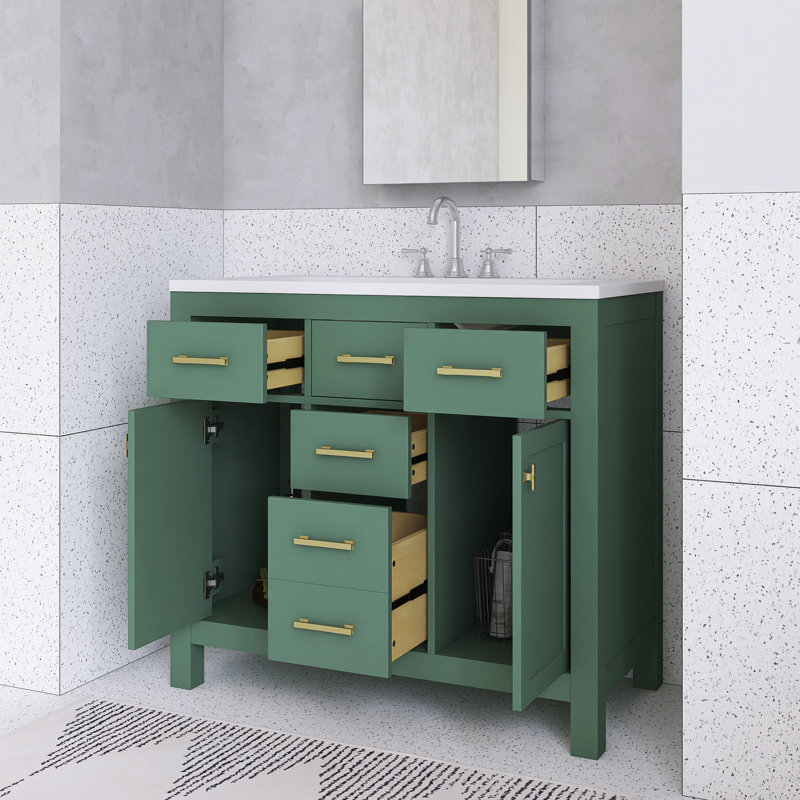 Ensemble de meuble-lavabo 36 po avec lavabo en céramique 36 po, Vert