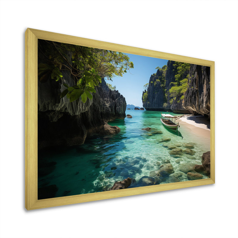 Perle de l'Orient, art mural Philippines, H 16 po x l 32 po x P 1 po, Encadrement doré