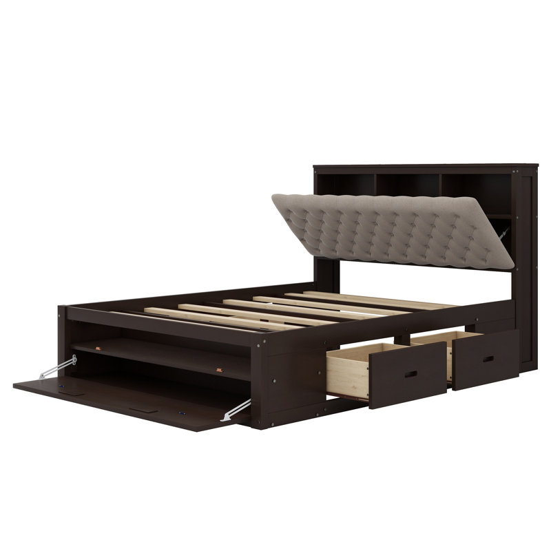Lit plateforme tapissier Duperne, Espresso