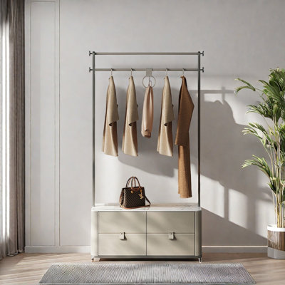 Saddle Leather Coat Rack with Dual Bars
