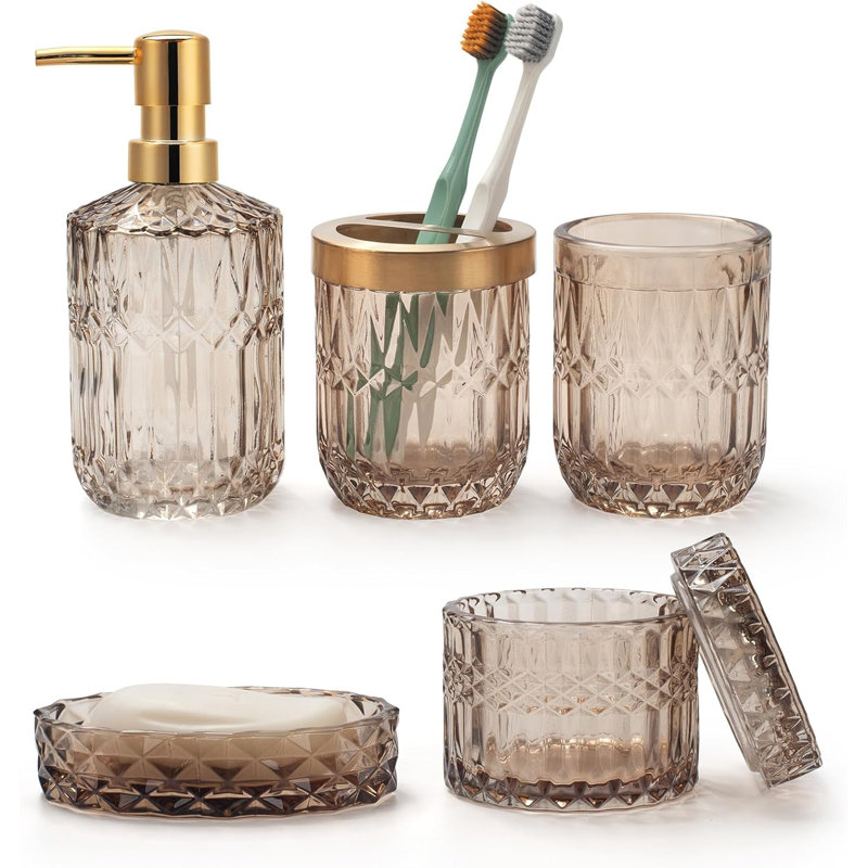 Bathroom Accessory Set, Brown