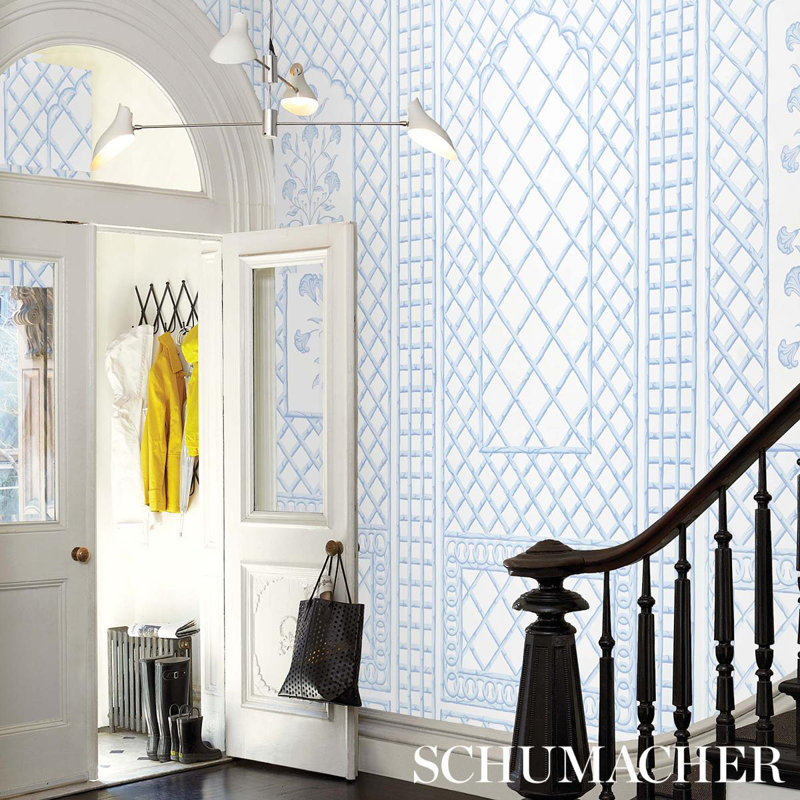 Schumacher x Marie-Anne Oudejans Bamboo Trellis Panel A, Blue