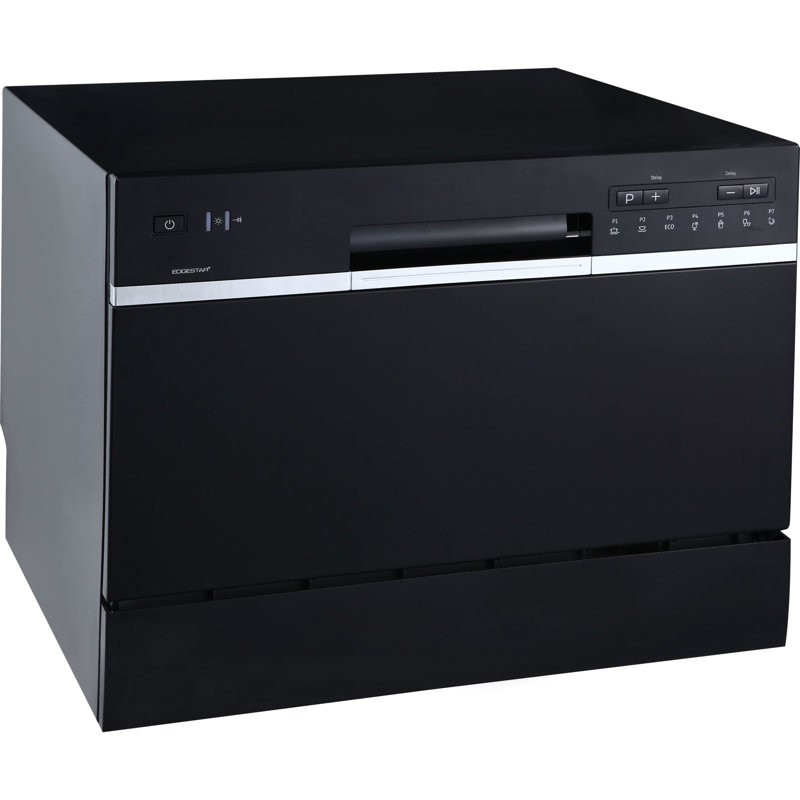 21-5/8 Inch Wide 6 Place Setting Countertop Dishwasher, Black 