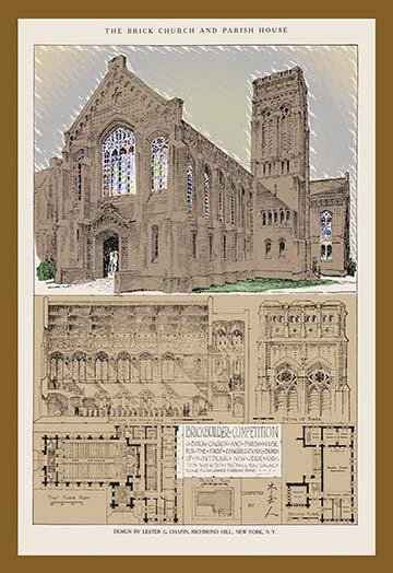 « the chapy église » par anonymous graphics, L 28 po x H 42 po x P 1,5 po