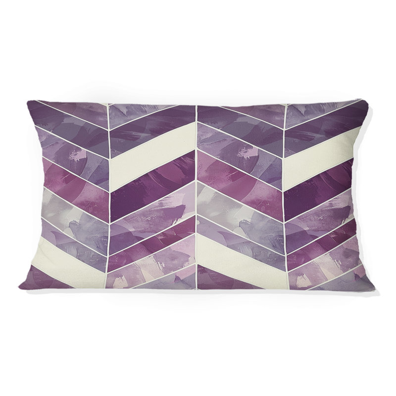 Coussin lombaire traditionnel à chevrons mauve et beige II