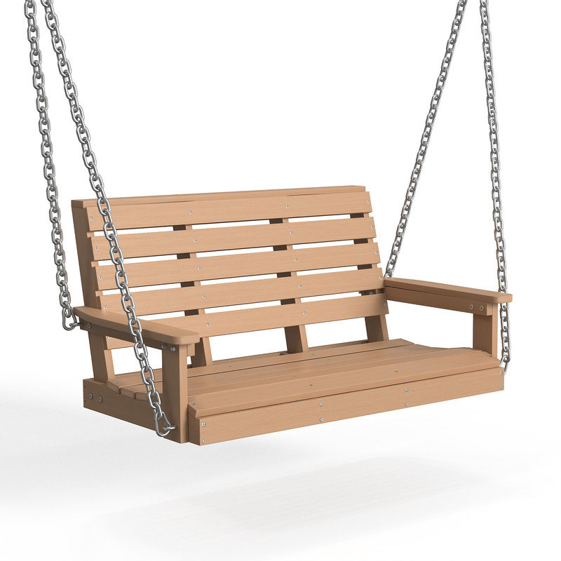 Balancelle de patio en PEHD pour 2 personnes, Teck, 41.5