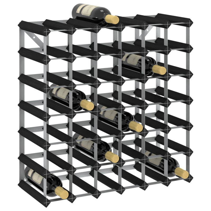 Porte-bouteilles de vin Danera, H 24,2 po x l 24,2 po x P 8,9 po, Noir, noir, noir, noir