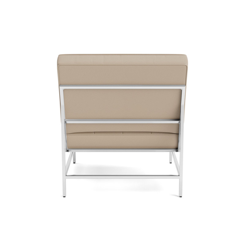 Major Leather Chair, Polished Stainless Steel, Greenwich Performance Leather - Taupe