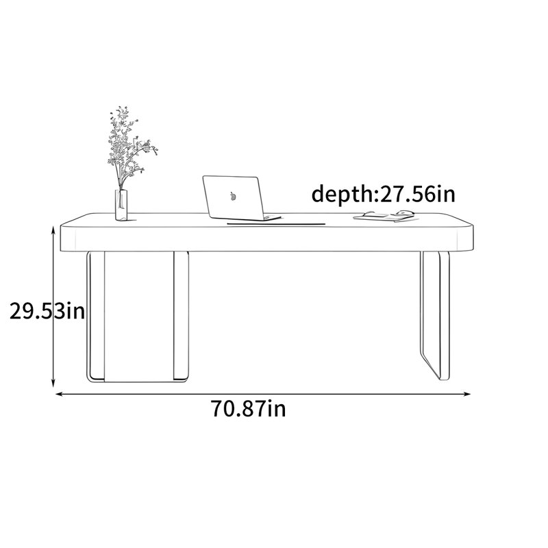 Bureau de maison moderne, H 29,53 po x l 70,87 po x P 27,56 po