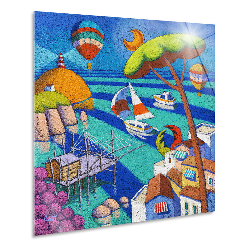 Seascape by Stefano Calisti - Unframed Graphic Art on Glass, 65cm H x 65cm W