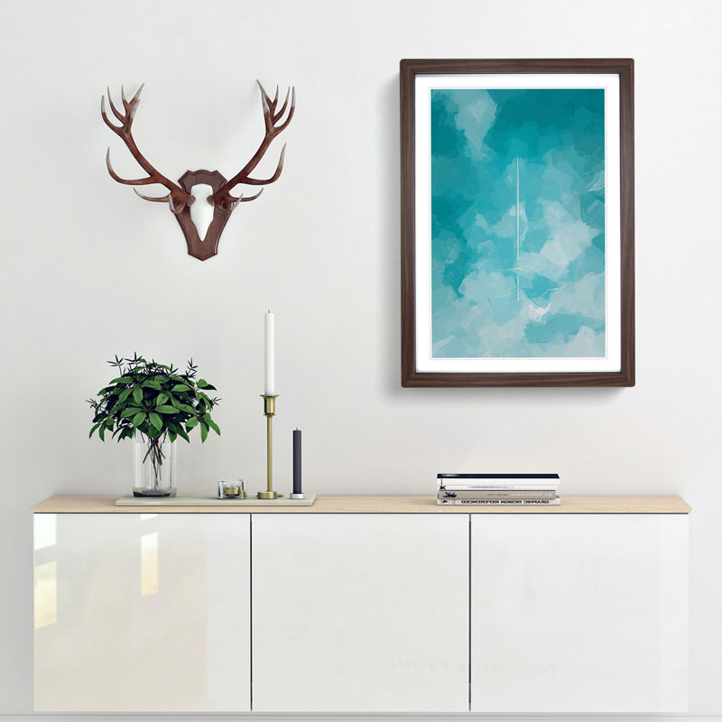 Aeroplane Trail Through the Clouds in Abstract - Picture Frame Graphic Art Print, Walnut Framed, 36cm H x 27cm W x 2cm D