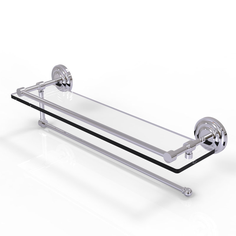 Meira Bracket Shelf with Towel Bar, Satin Chrome, 5'' H x 16'' W x 5'' D