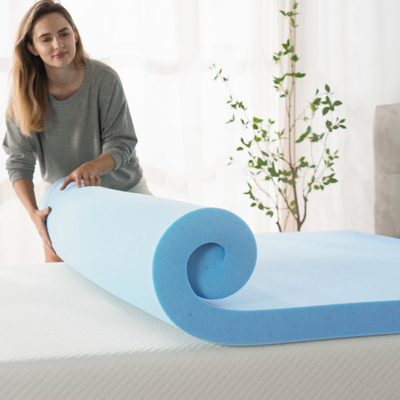 Zinus Gel Memory Foam Mattress Topper, Queen, 4"