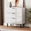 Commode ondulée à 3 tiroirs Wave, commode de 28 po de largeur avec dispositif anti-basculement, pieds en métal pour la chambre à coucher, vestibule, petits espaces