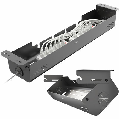 VIVO 35" Screw-On Under-Desk Cable Management Box, Flip-Open Lid, Holds 11lbs