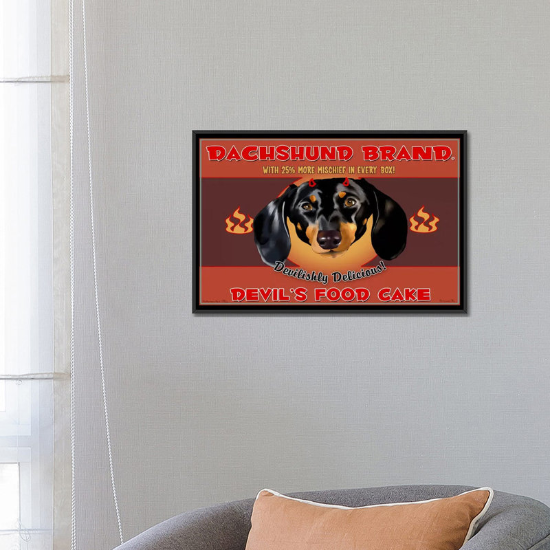 Dachshund Devil by Brian Rubenacker Graphic Art on Wrapped Canvas, No Mat, Wrapped Canvas, 26" H x 40" W x 0.75" D