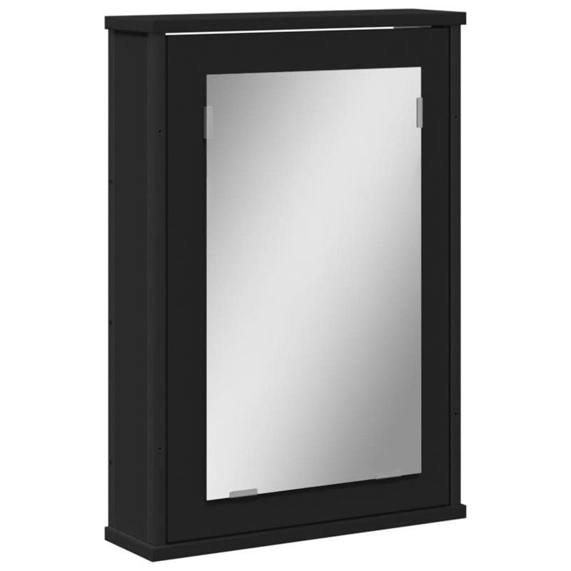 Bathroom Mirror Cabinet Black 42X12x60 Cm Engineered Wood, Black