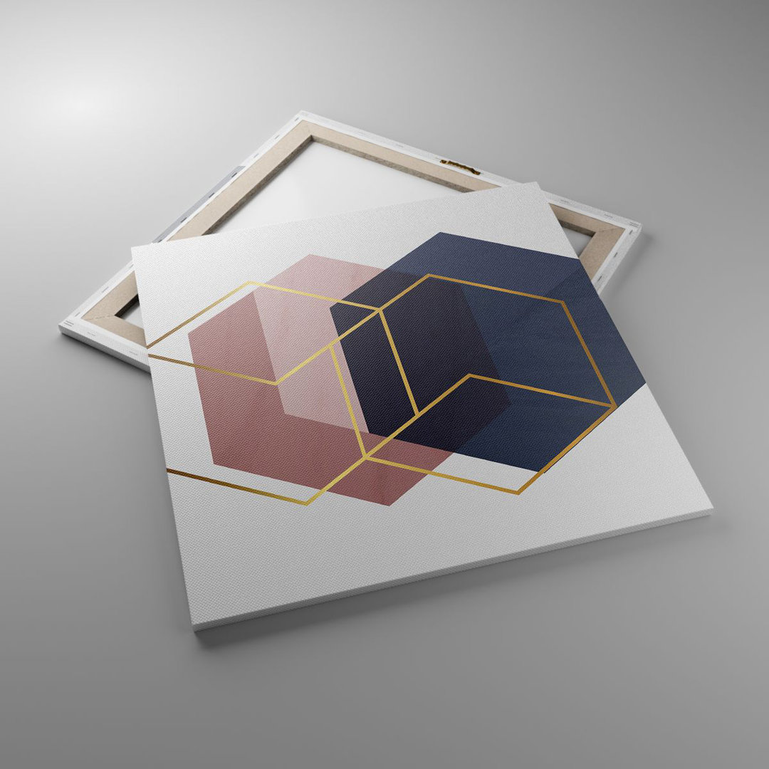 Leinwandbild Hexagons Modern Gold