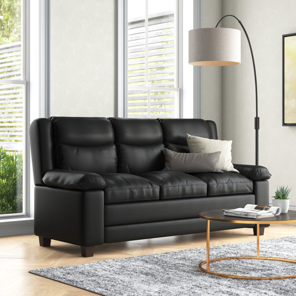 Wade Logan 3 Seater Vegan Leather Sofa & Reviews | Wayfair.co.uk