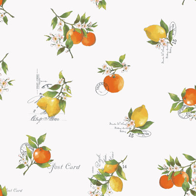 Just Kitchens Citrus Toss Leaf 33' L x 21" W Wallpaper Roll