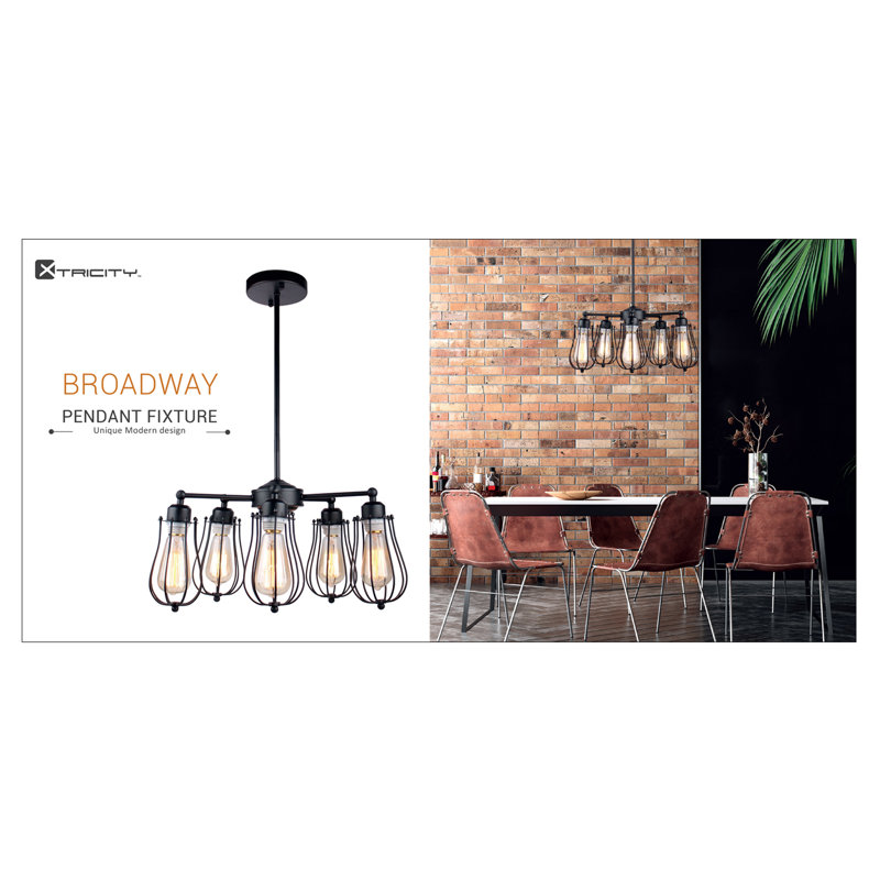 Luminaire suspendu à ampoule unique/unique à 5 lumières Broadway