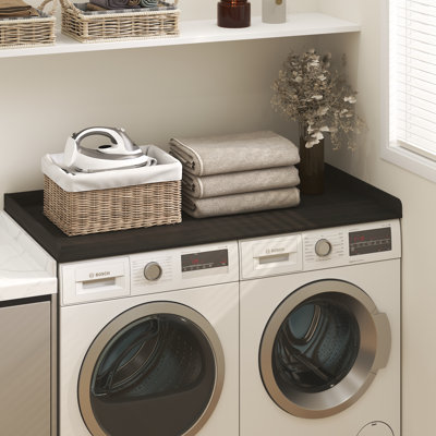 Comptoir de laveuse-sécheuse, laveuse et sécheuse Furinno RAVEL, avec rails latéraux, patins antidérapants, P 27,5 po x l 54 po, pour l'organisation et le rangement de la salle de lavage, espresso