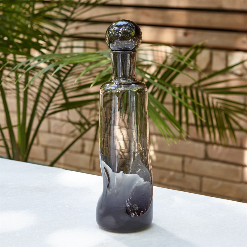 Pinched Decanter-Grey-Short, 13.5" H x 3.5" W x 3.5" D