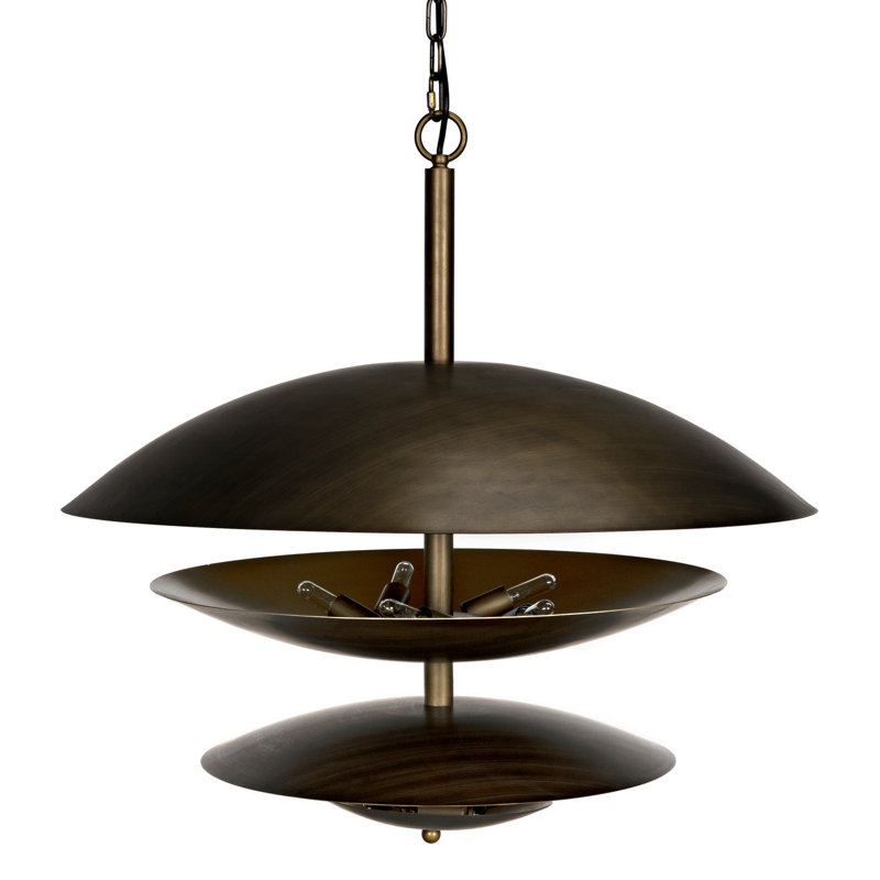 Aged Brass 8-Light Tiered Chandelier with Metal Finish