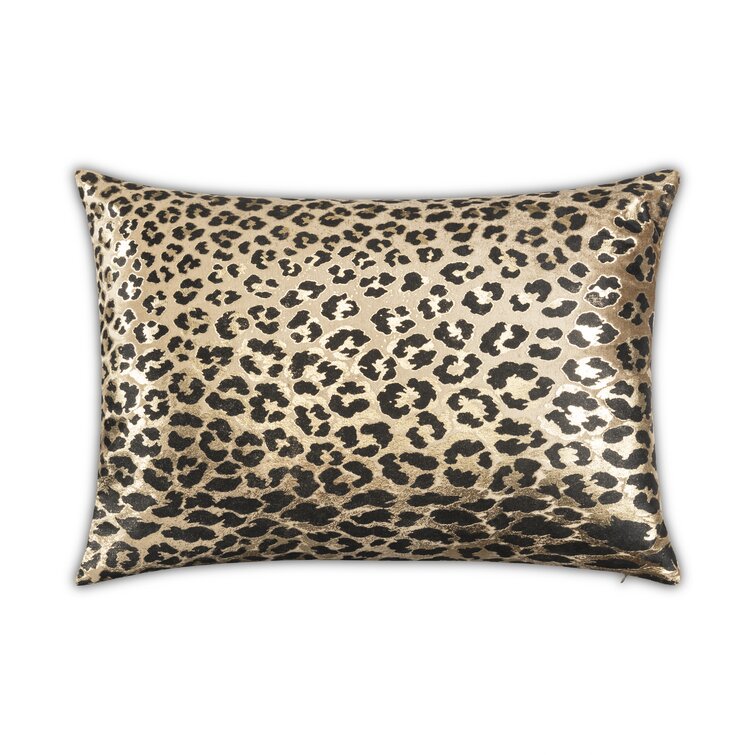 Gold Animal Print Velvet Throw Pillow Cover