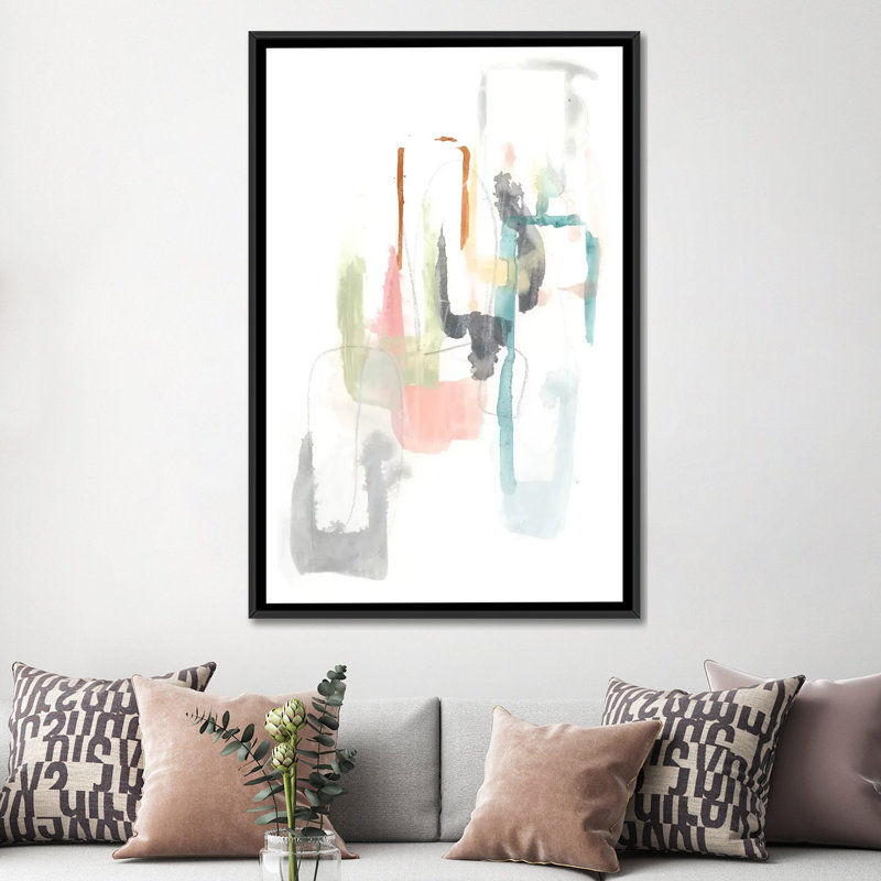 « pastel windows ii », reproduction sur toile, H 26 po x l 18 po x P 1,5 po, Toile avec cadre noir, Pas de tapis