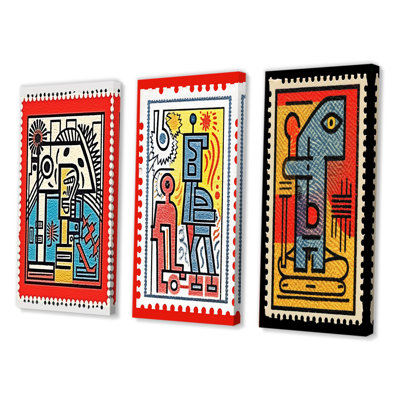 Retro Stamp Tribute To Keith IV - Transitional Art Set Of 3 Pieces