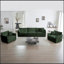 Ensemble de canapés de 3, 1 + 1 + 3 sièges, ensemble de canapé de salon, fauteuil d'appoint, causeuse et canapé à trois places avec accoudoirs ronds de style moderne et chenille verte 3 pièces-592897822