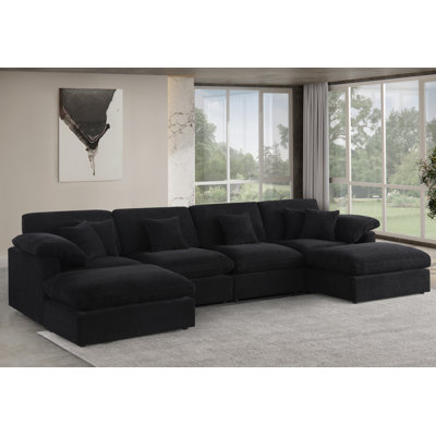 155.7" W 6-Piece Modular Chenille Sectional