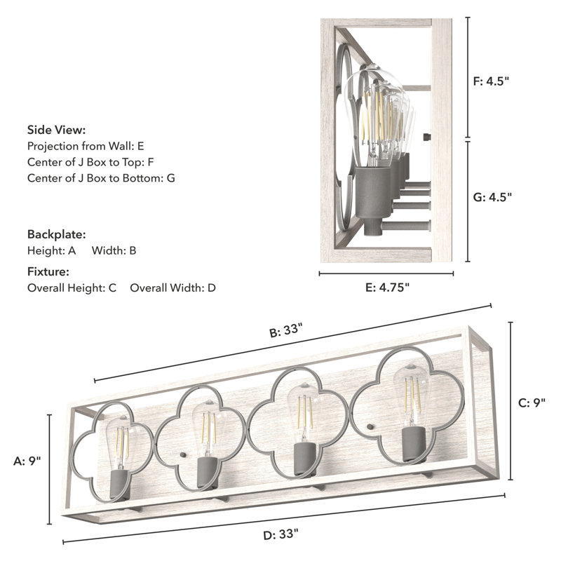 Luminaire mural pour salle de bain 4 lumières Gablecrest, Blanc
