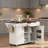 Fluted Kitchen Island With Drop Leaf, Power Outlet, Adjustable Shelves, 2 Doors And 2 Drawers-522906734