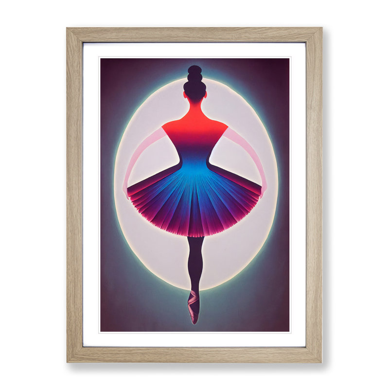 Celebrated Ballerina - Print, White, Oak Framed, 66cm H x 48cm W x 2cm D