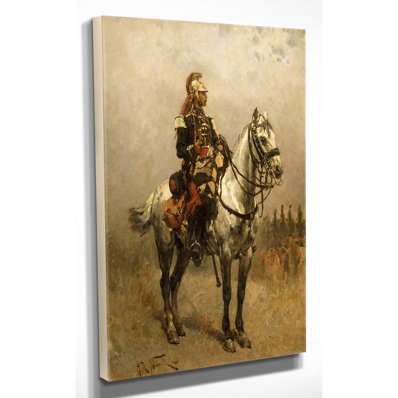«A Cavalryman» par Alphonse-Marie-Adolphe de Neuville - reproduction d'art graphique sur toile, H 24 po x l 36 po x P 1,5 po