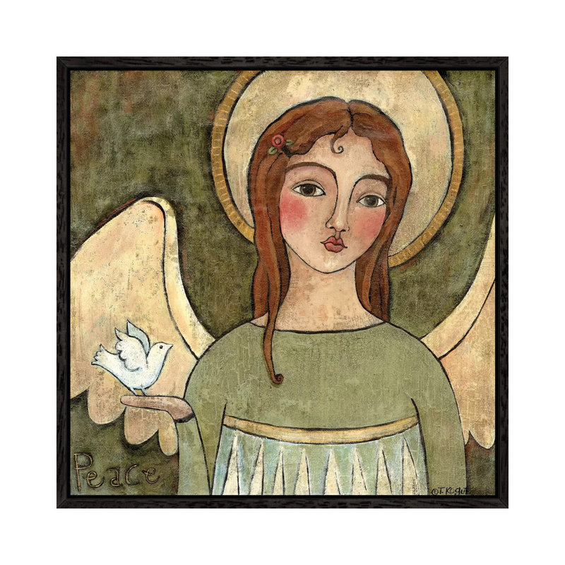 Angel Of Peace by Teresa Kogut - Painting on Canvas, Black Framed, 45.72 cm H x 45.72 cm W