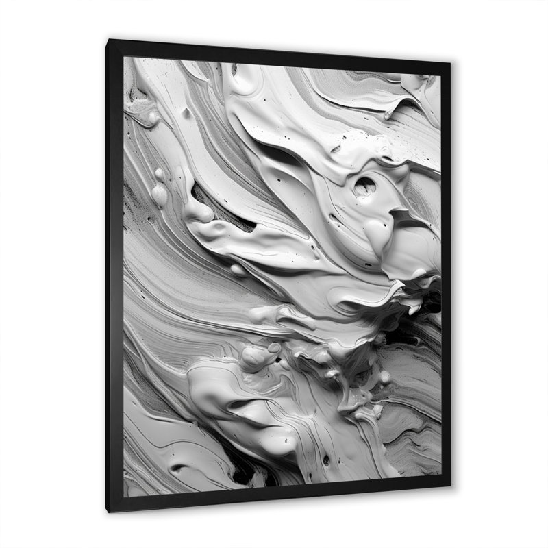 Harmonie grise et crème dans le chaos III, H 32 po x l 16 po x P 1 po, Cadre photo noir simple