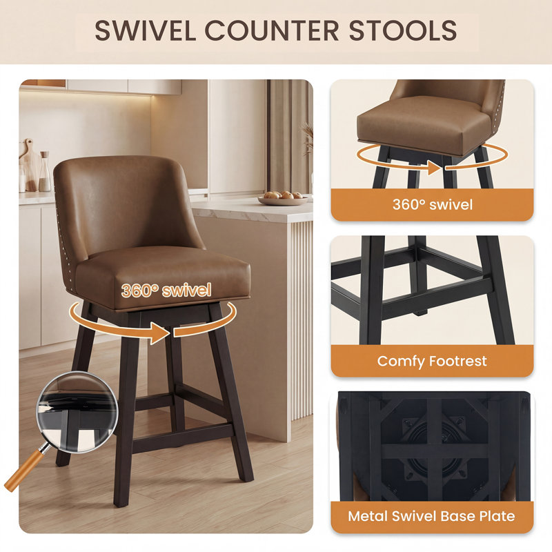 Swivel Counter Stool, Brown